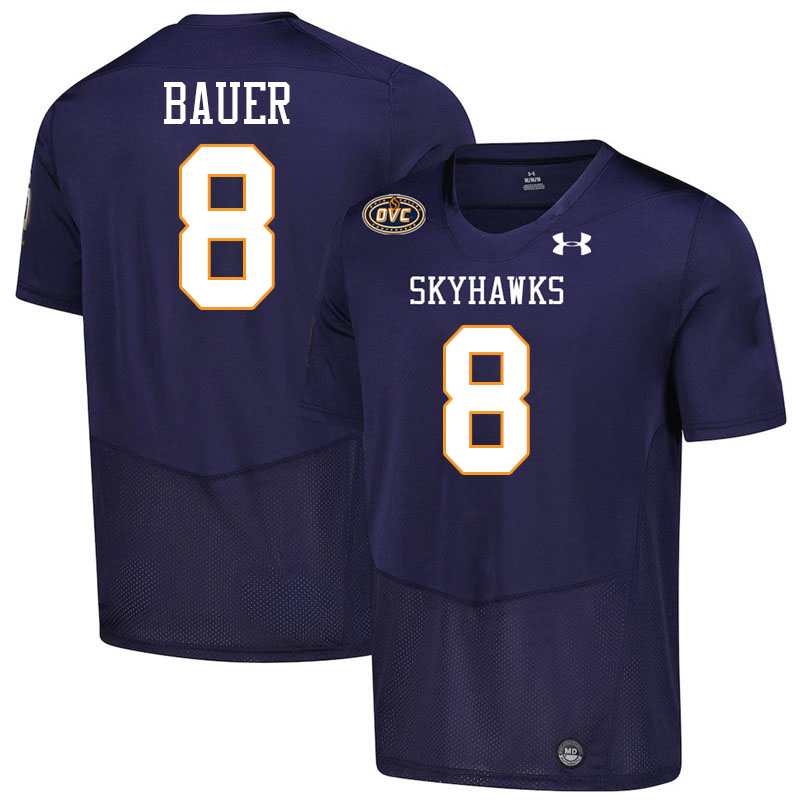 UT Martin Skyhawks #8 Jase Bauer College Football Jerseys,Uniforms-Navy